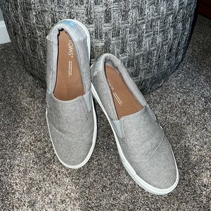 Toms gray slip on canvas shoes